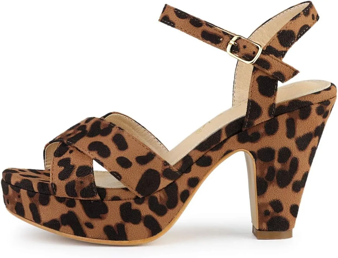 Allegra K Women's Platform Chunky Heels Slingback Sandals