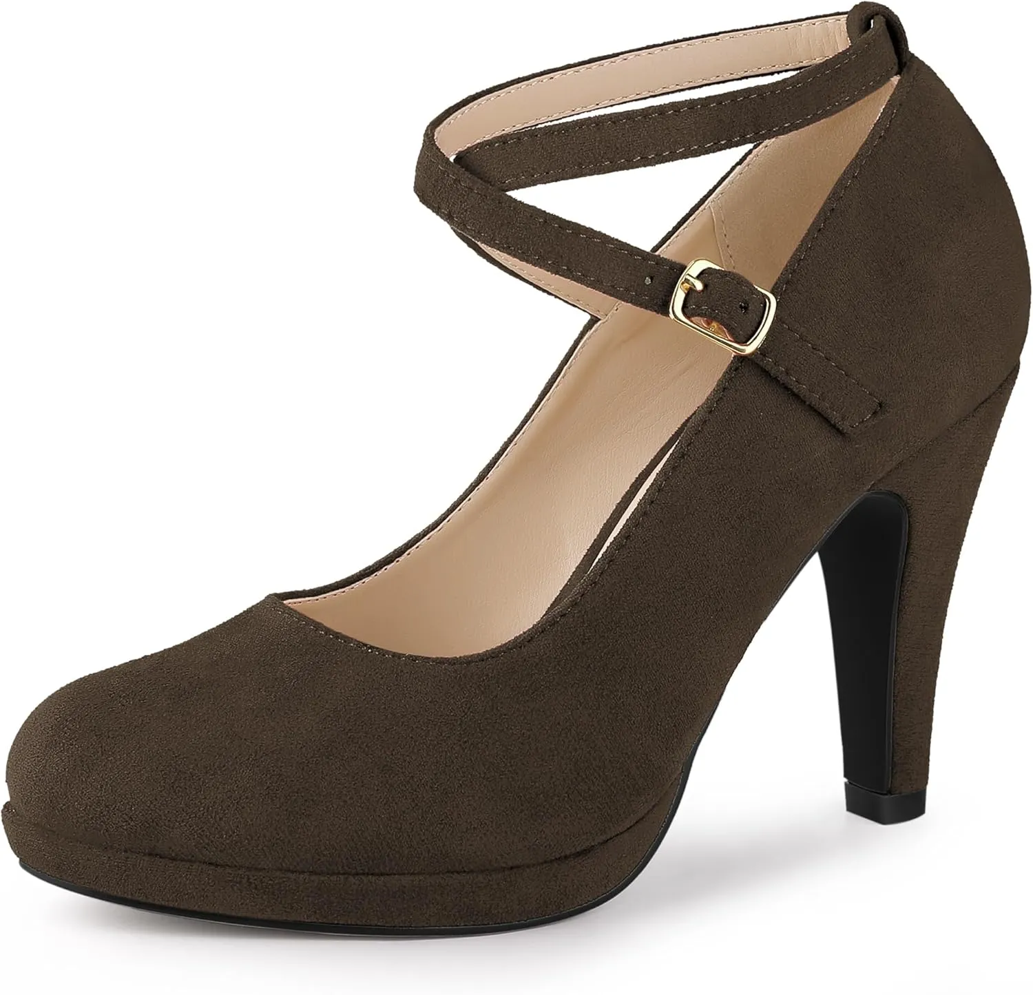 Allegra K Women's Platform Cross Strap Stiletto Heels Mary Jane Pumps