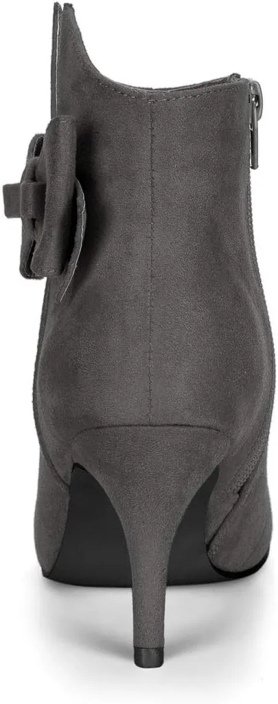 Allegra K Women's Point Toe Bow Stiletto Heel Ankle Boots