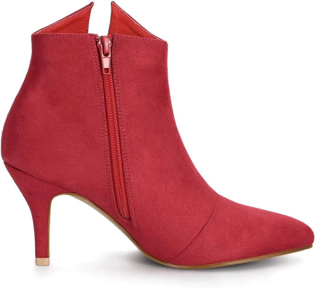 Allegra K Women's Point Toe Bow Stiletto Heel Ankle Boots