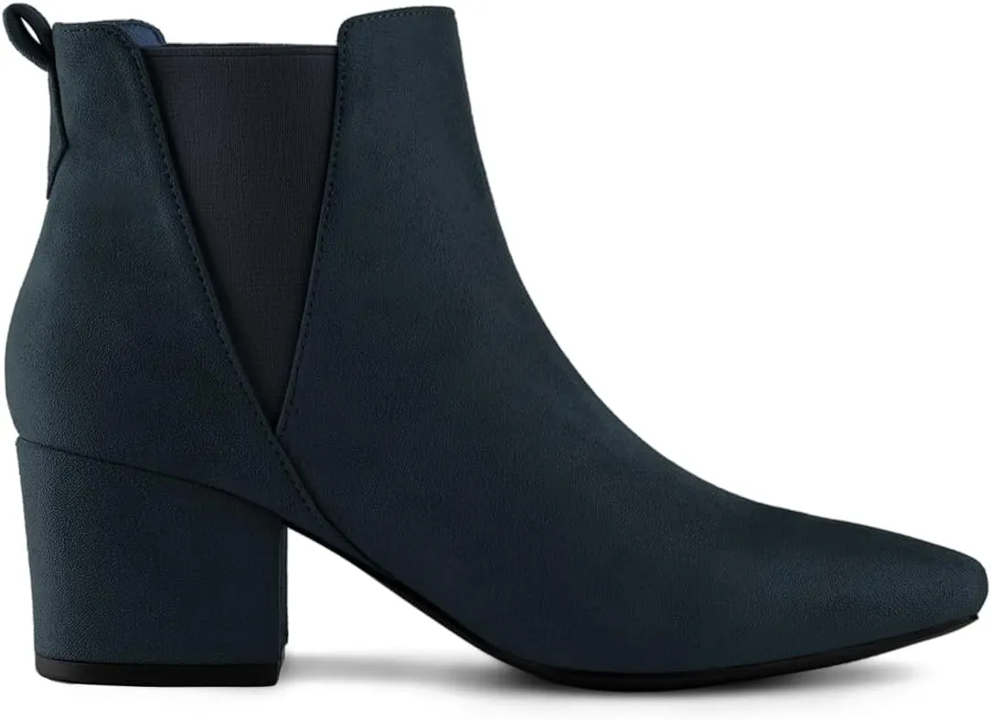Allegra K Women's Pointed Toe Block Heel Ankle Chelsea Boots