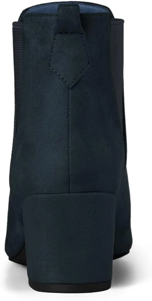 Allegra K Women's Pointed Toe Block Heel Ankle Chelsea Boots