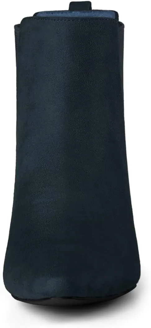 Allegra K Women's Pointed Toe Block Heel Ankle Chelsea Boots