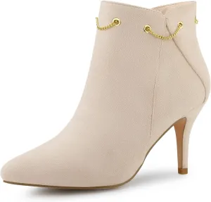 Allegra K Women's Pointed Toe Side Zip Stiletto Heel Ankle Booties