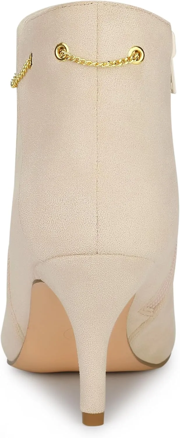 Allegra K Women's Pointed Toe Side Zip Stiletto Heel Ankle Booties