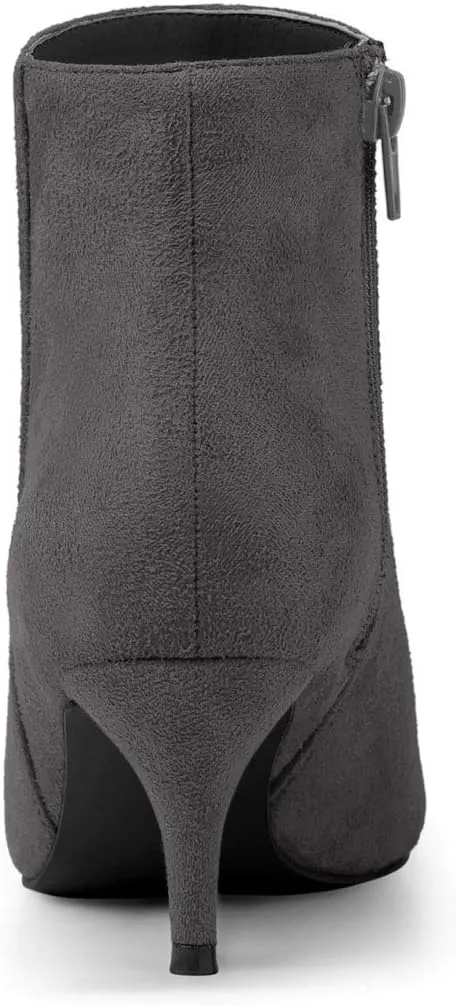 Allegra K Women's Pointed Toe Zip Stiletto Kitten Heel Ankle Booties