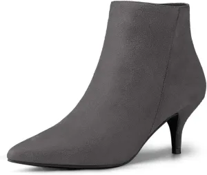 Allegra K Women's Pointed Toe Zip Stiletto Kitten Heel Ankle Booties