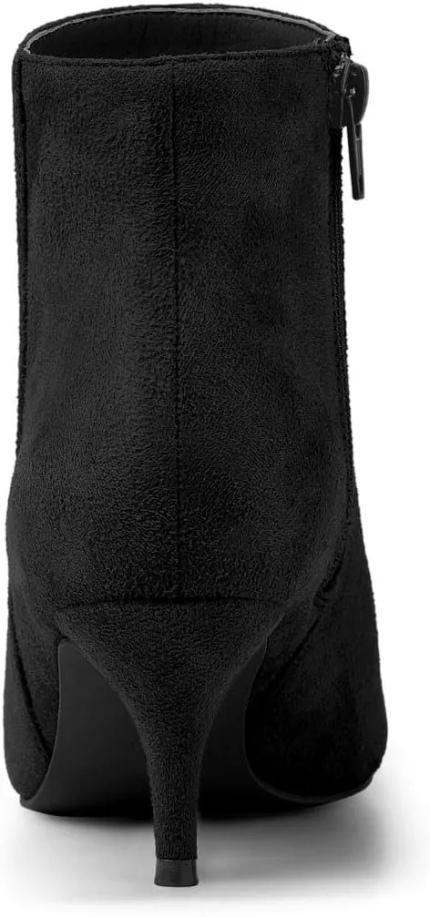 Allegra K Women's Pointed Toe Zip Stiletto Kitten Heel Ankle Booties