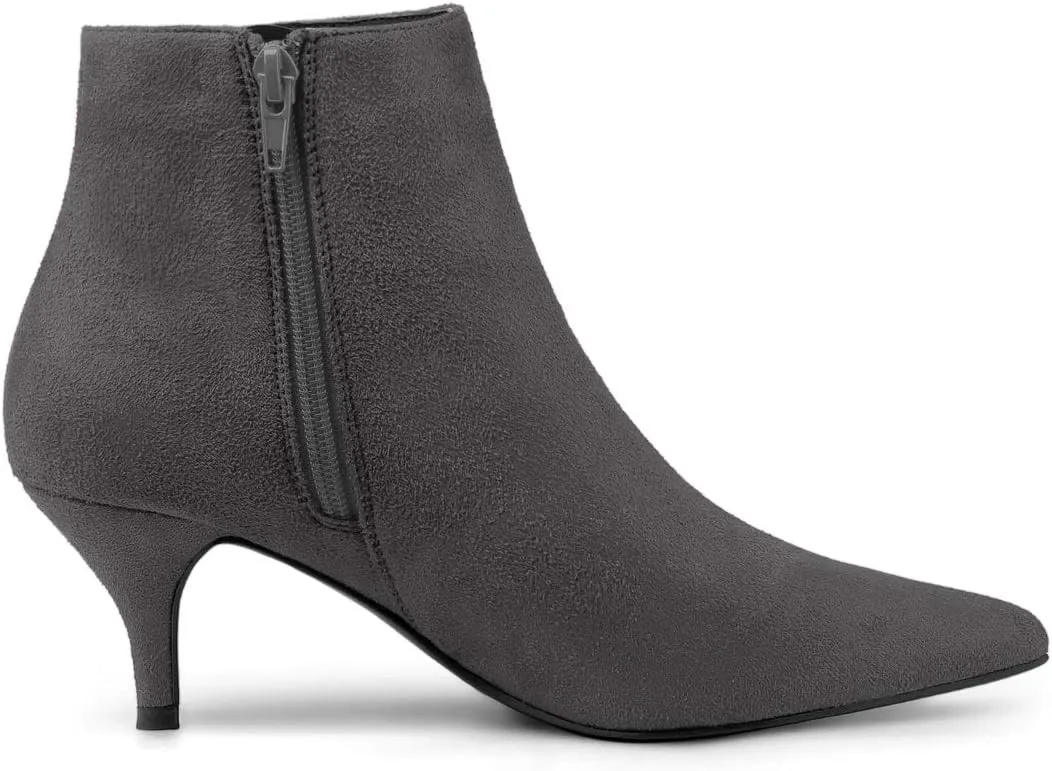 Allegra K Women's Pointed Toe Zip Stiletto Kitten Heel Ankle Booties