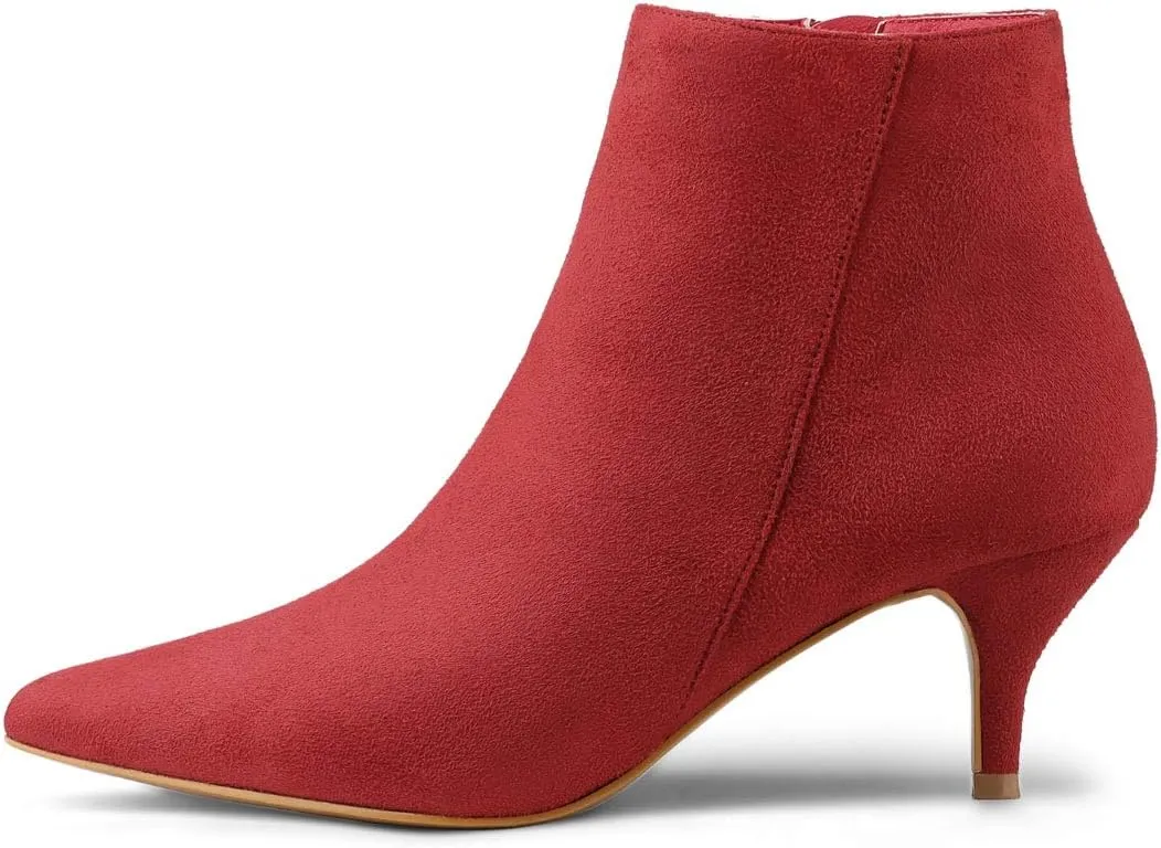Allegra K Women's Pointed Toe Zip Stiletto Kitten Heel Ankle Booties