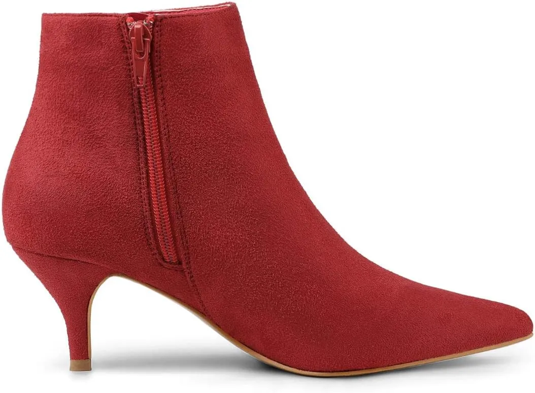 Allegra K Women's Pointed Toe Zip Stiletto Kitten Heel Ankle Booties