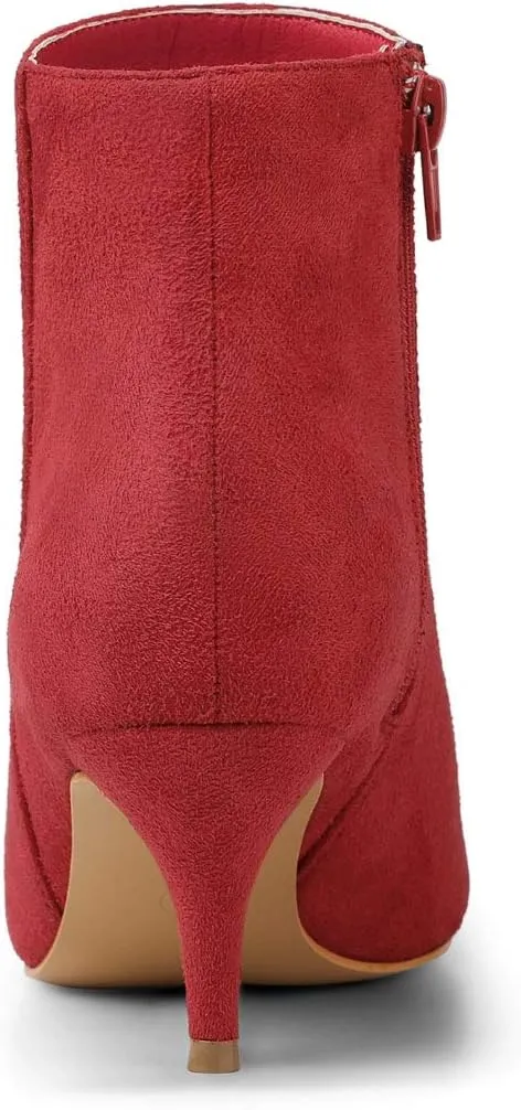 Allegra K Women's Pointed Toe Zip Stiletto Kitten Heel Ankle Booties
