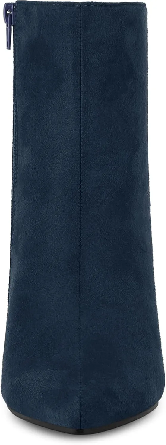 Allegra K Women's Pointy Toe Side Zip Block Heel Ankle Boots