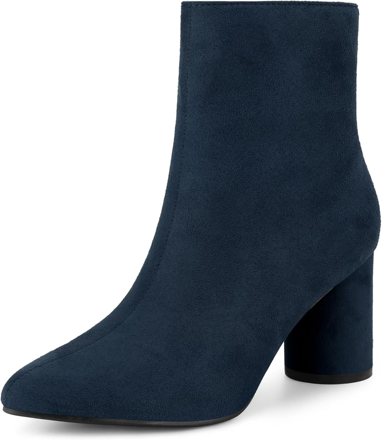 Allegra K Women's Pointy Toe Side Zip Block Heel Ankle Boots