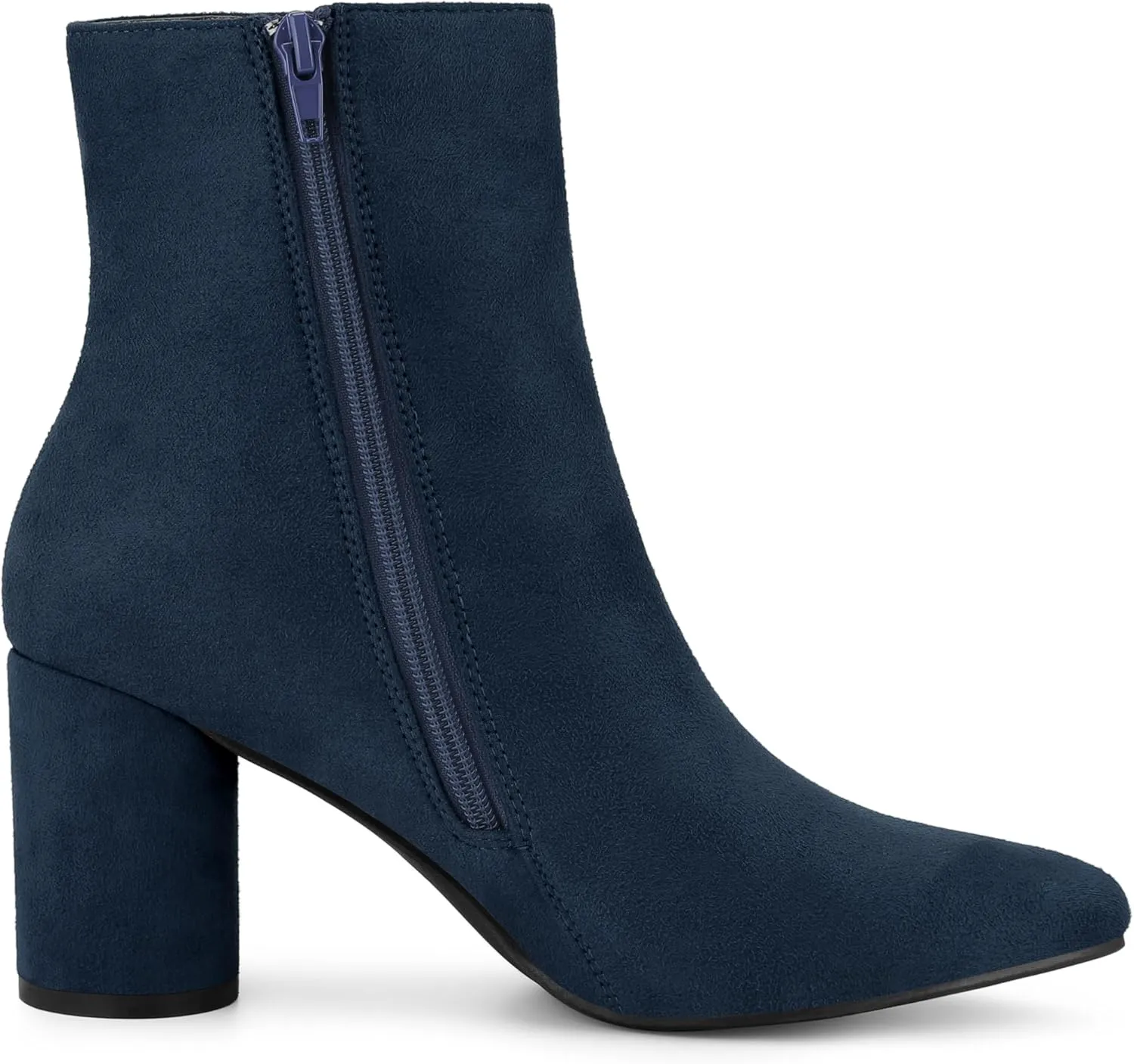 Allegra K Women's Pointy Toe Side Zip Block Heel Ankle Boots