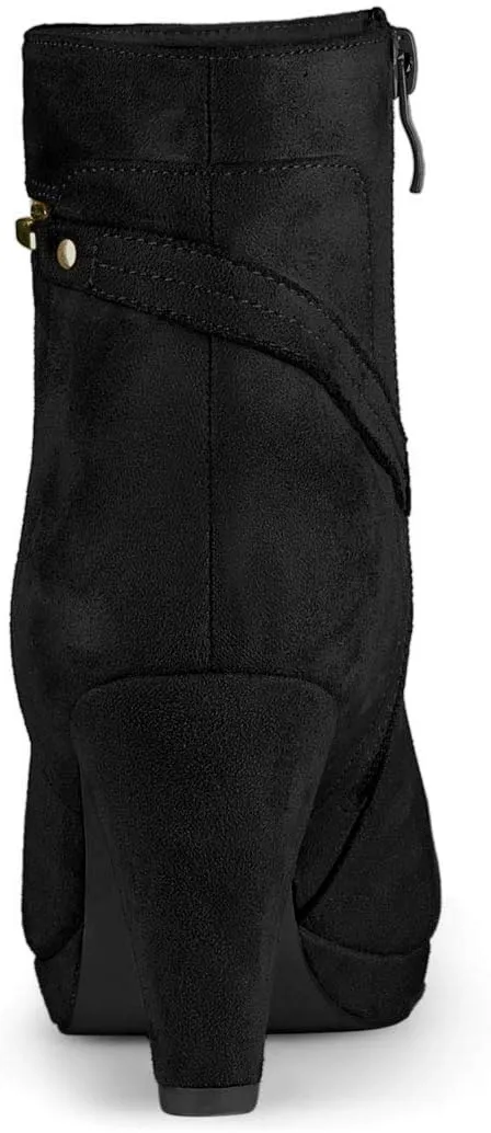 Allegra K Women's Round Toe Ankle Mid Heel Boots
