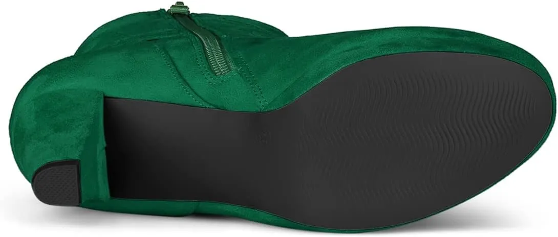 Allegra K Women's Round Toe Ankle Mid Heel Boots