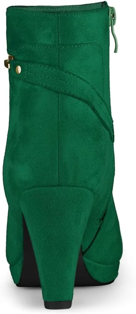 Allegra K Women's Round Toe Ankle Mid Heel Boots