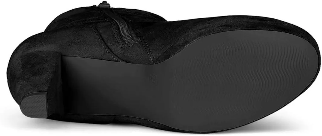 Allegra K Women's Round Toe Ankle Mid Heel Boots