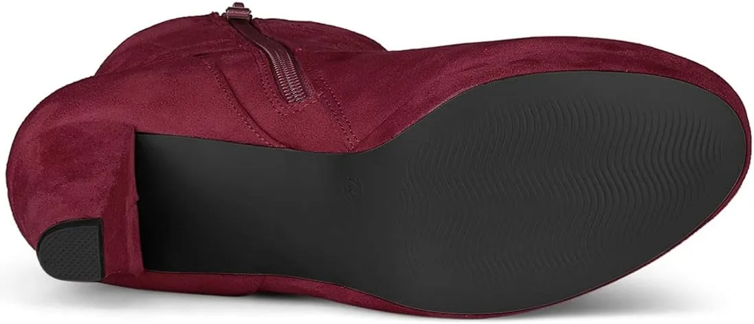 Allegra K Women's Round Toe Ankle Mid Heel Boots