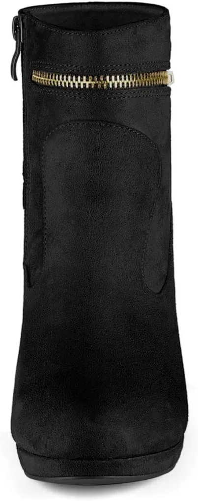 Allegra K Women's Round Toe Ankle Mid Heel Boots