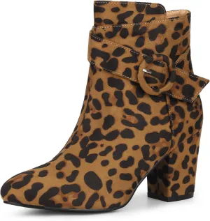 Allegra K Women's Round Toe Block Heel Boots Ankle Booties