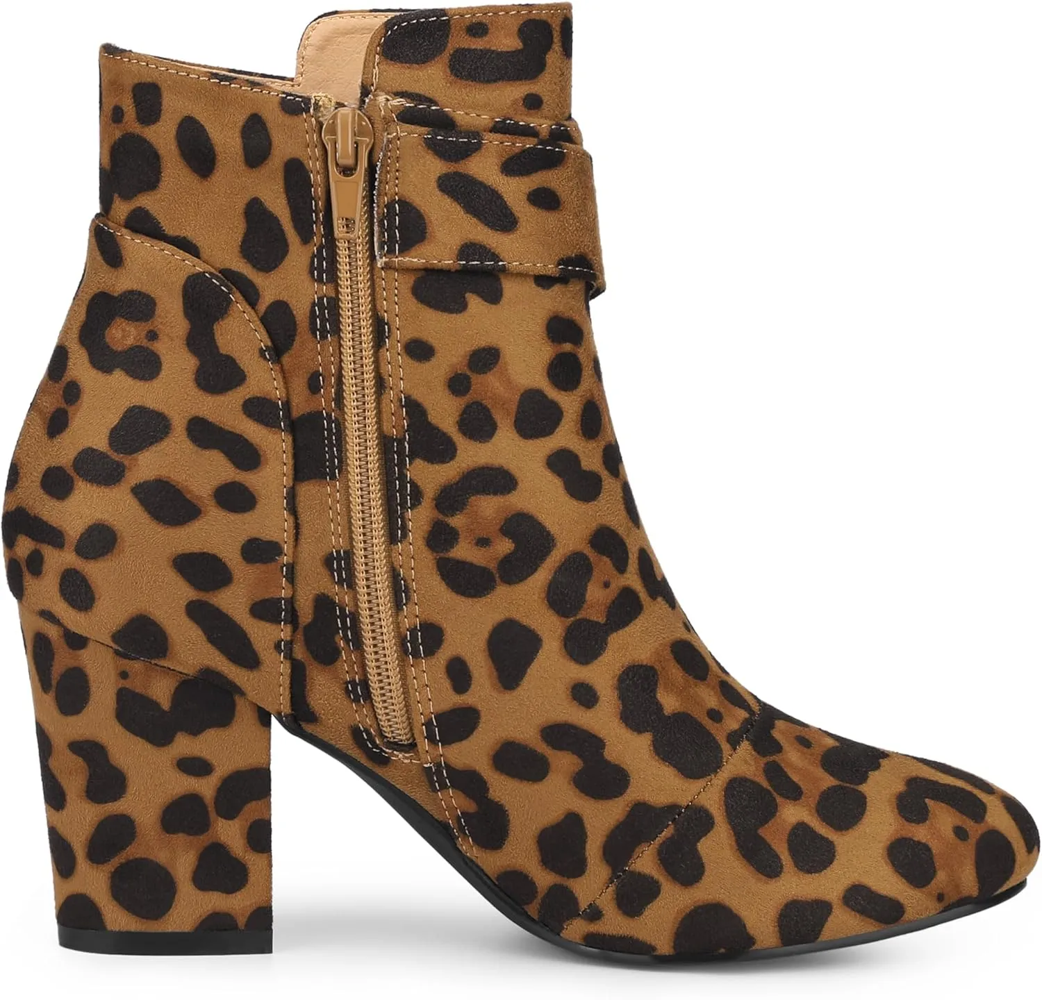 Allegra K Women's Round Toe Block Heel Boots Ankle Booties