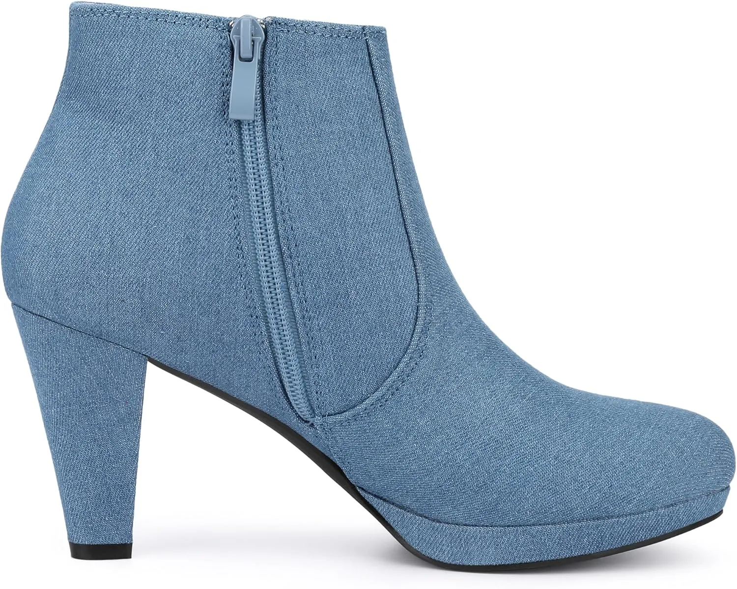 Allegra K Women's Side Zip Low Platform Chunky Heel Ankle Booties