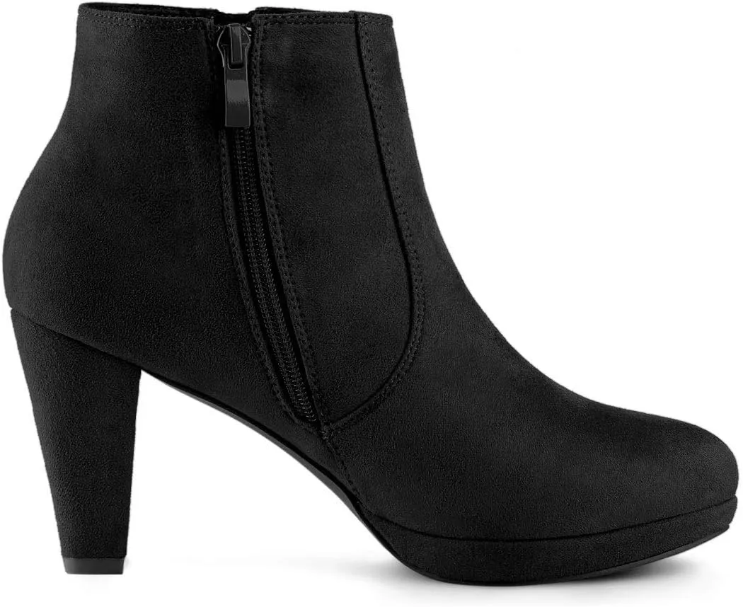 Allegra K Women's Side Zip Low Platform Chunky Heel Ankle Booties