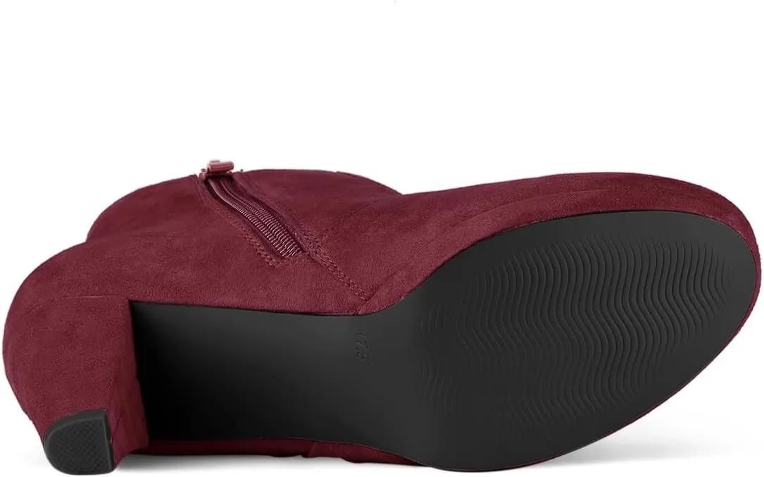 Allegra K Women's Side Zip Low Platform Chunky Heel Ankle Booties