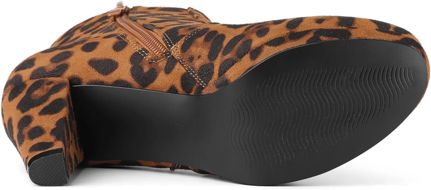 Allegra K Women's Side Zip Low Platform Chunky Heel Ankle Booties