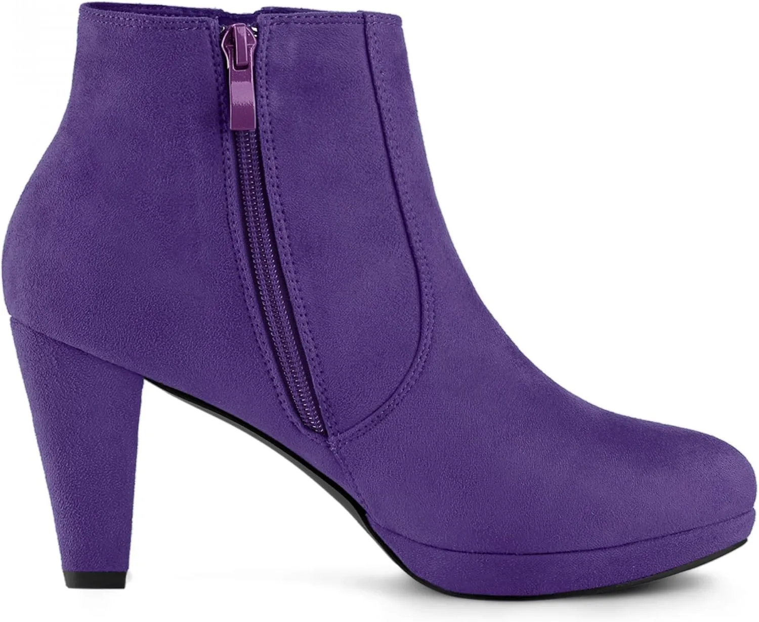 Allegra K Women's Side Zip Low Platform Chunky Heel Ankle Booties
