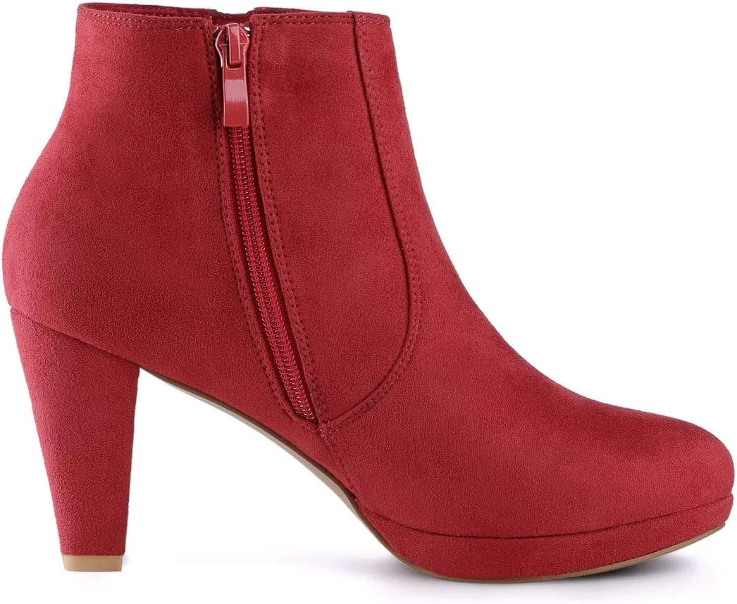 Allegra K Women's Side Zip Low Platform Chunky Heel Ankle Booties