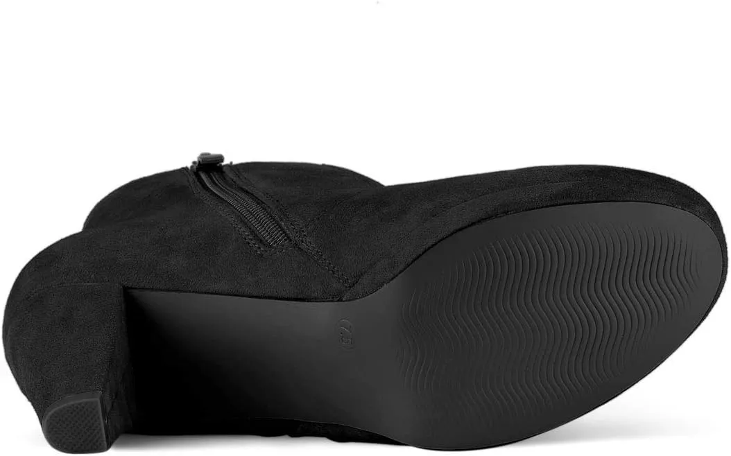 Allegra K Women's Side Zip Low Platform Chunky Heel Ankle Booties