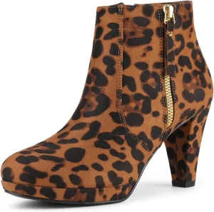 Allegra K Women's Side Zip Low Platform Chunky Heel Ankle Booties