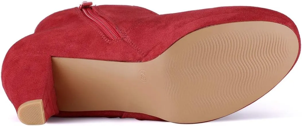 Allegra K Women's Side Zip Low Platform Chunky Heel Ankle Booties