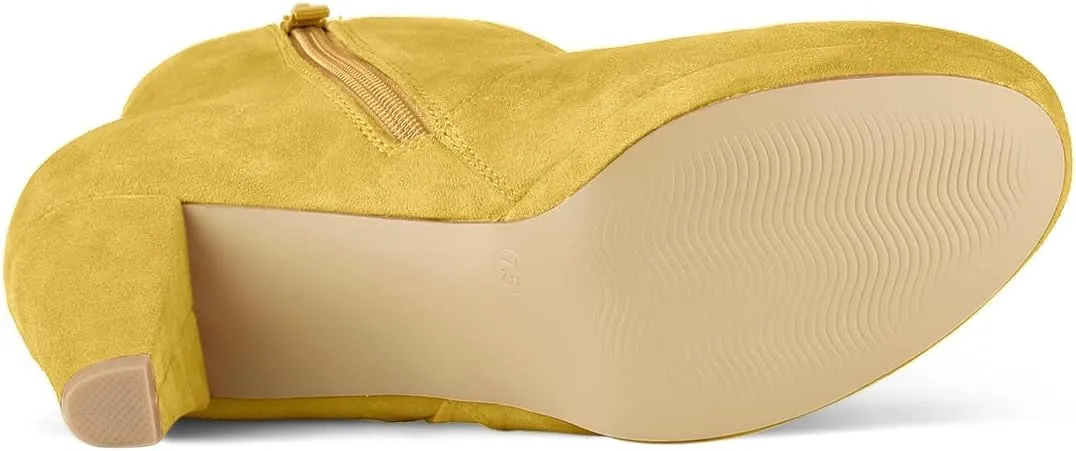 Allegra K Women's Side Zip Low Platform Chunky Heel Ankle Booties