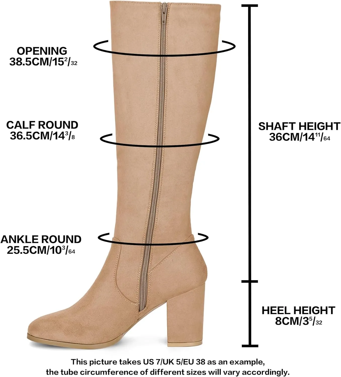 Allegra K Women's Side Zipper Chunky Heel Knee High Boots