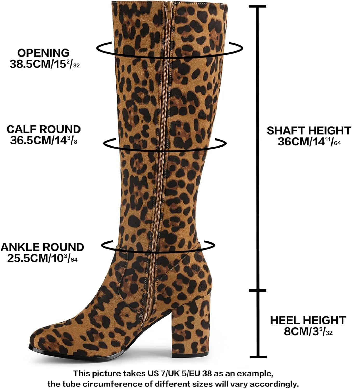 Allegra K Women's Side Zipper Chunky Heel Knee High Boots