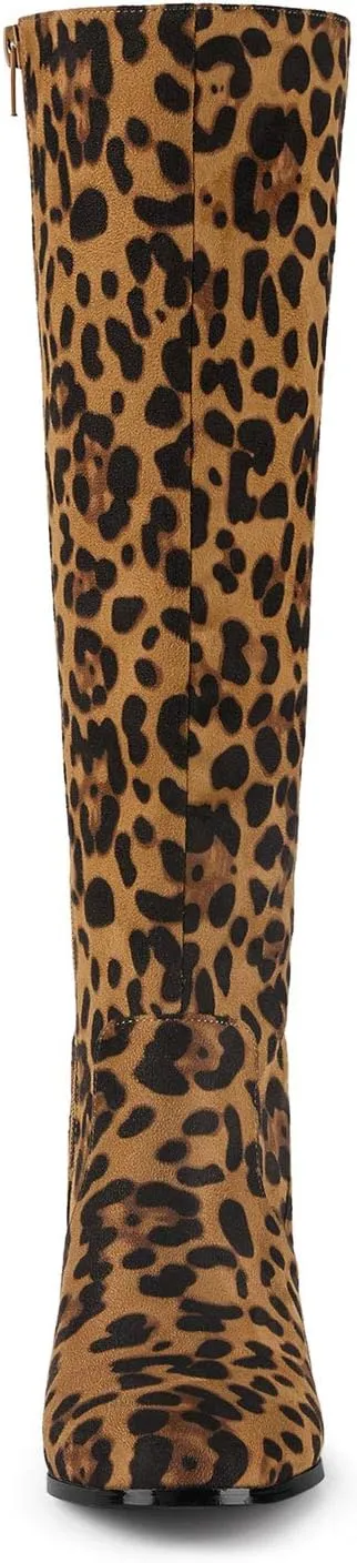 Allegra K Women's Side Zipper Chunky Heel Knee High Boots