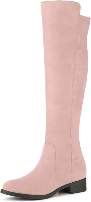 Allegra K Women's Side Zipper Chunky Heels Knee High Boots
