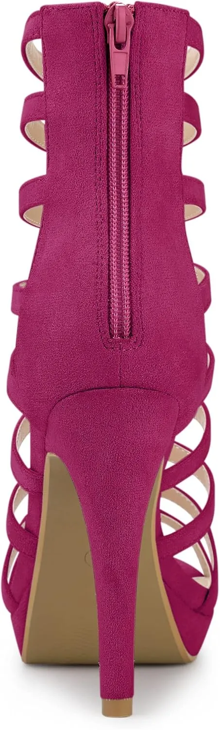 Allegra K Women's Stiletto Platform Heels Strappy Gladiator Heel Sandals