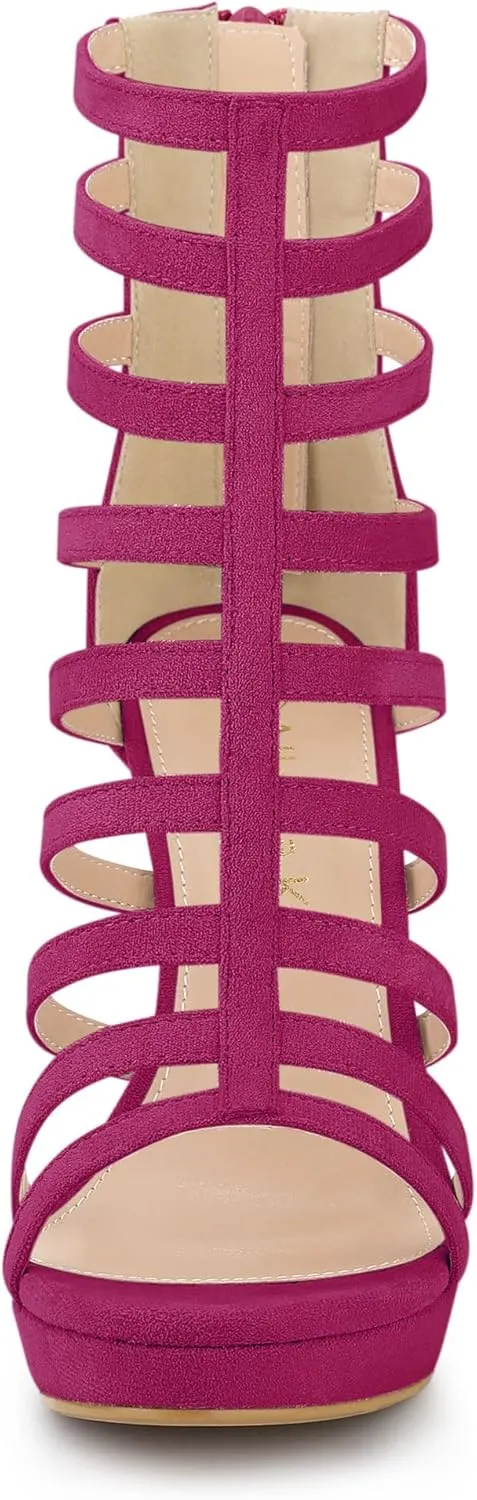 Allegra K Women's Stiletto Platform Heels Strappy Gladiator Heel Sandals