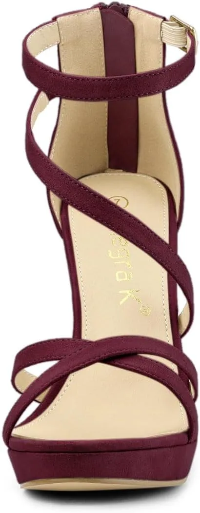 Allegra K Women's Strappy Platform Stiletto Heels Sandals