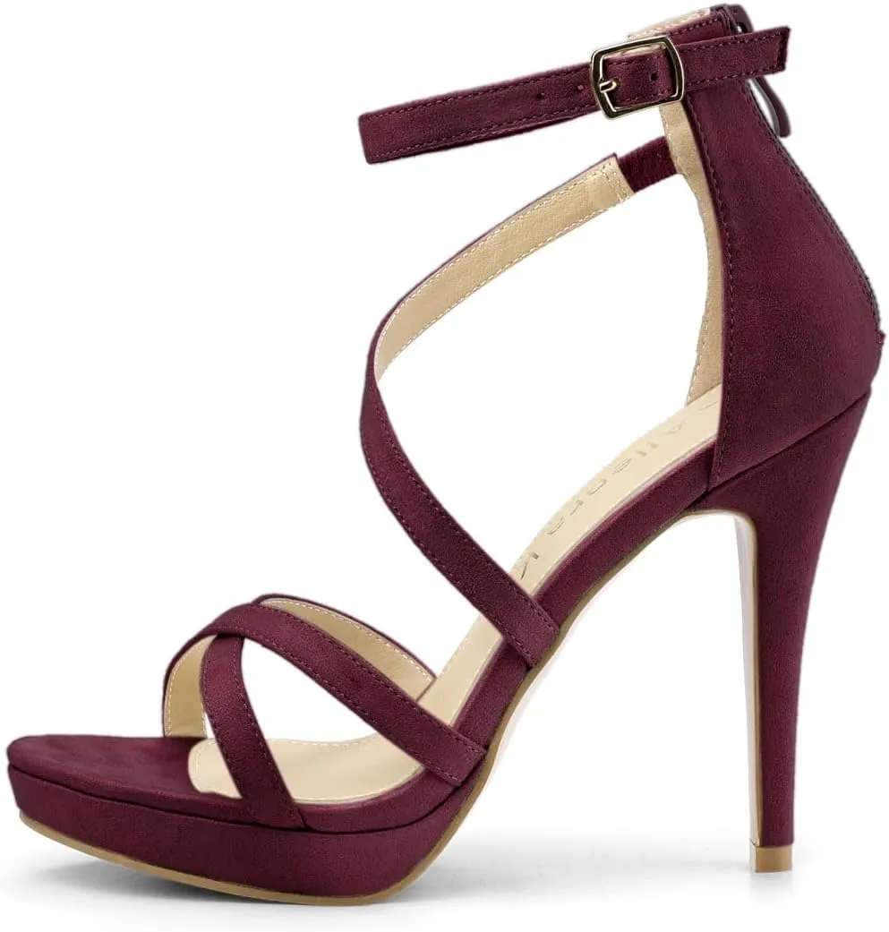 Allegra K Women's Strappy Platform Stiletto Heels Sandals