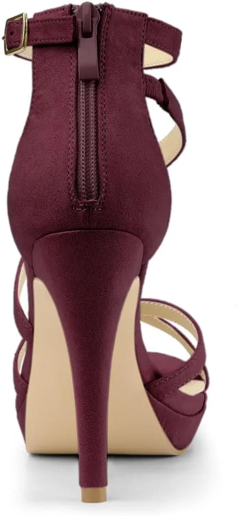 Allegra K Women's Strappy Platform Stiletto Heels Sandals