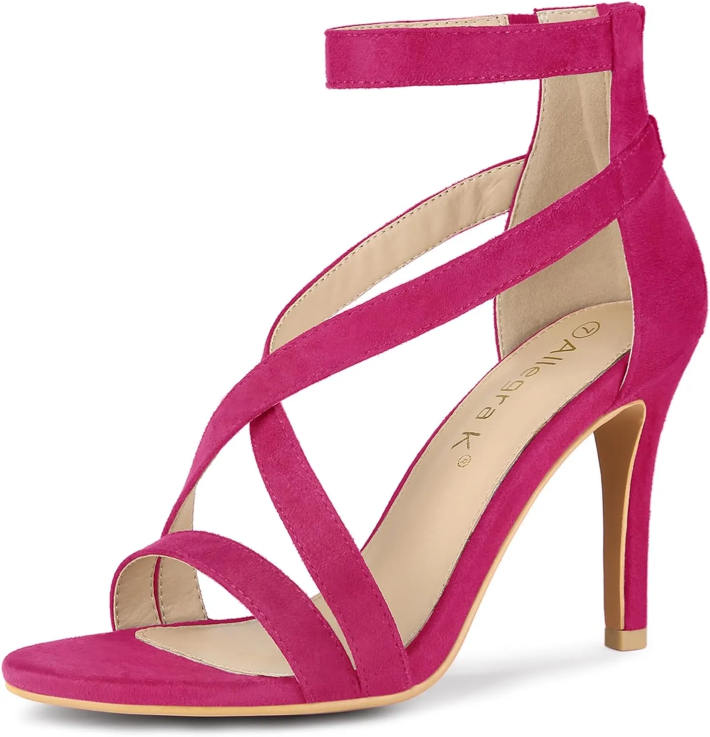 Allegra K Women's Zipper Ankle Strap Stiletto Heel Sandals