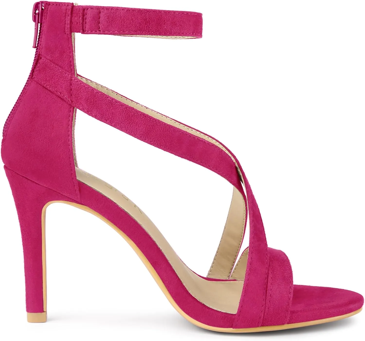 Allegra K Women's Zipper Ankle Strap Stiletto Heel Sandals