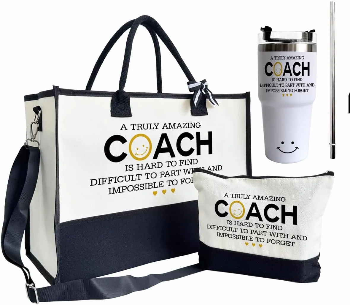 Amazing Coach Tote Bag, Canvas Tote Bag for Women, 20 oz Stainless Steel Water Cup, Shoulder Beach Bag, Coach Gifts, Travel Bag Gifts for Coach, Tote Bag With Zipper, Mothers Day Christmas Gift