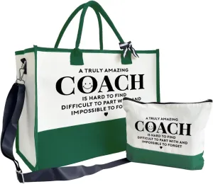Amazing Coach Tote Bag, Canvas Tote Bag for Women, Shoulder Beach Bag, Thank You Gift for Female Coach, Coach Gifts for Women, Travel Bag Gifts for Coach, Canvas Tote Bag With Zipper, Make Up Gag B1